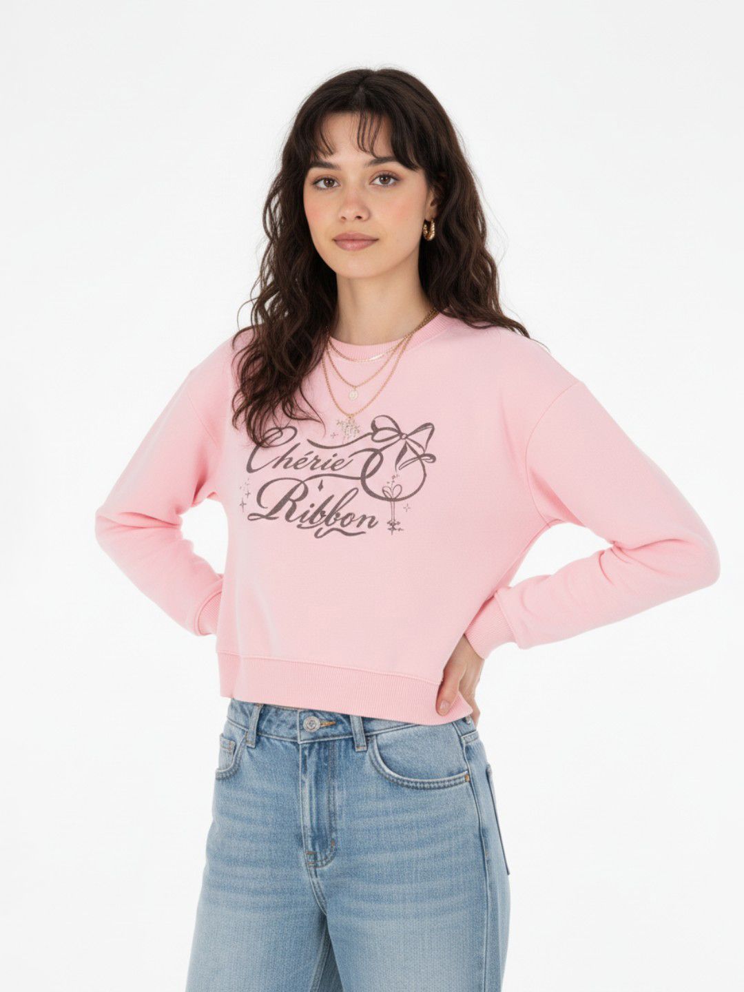glitchez Typography Printed Boxy Crop Sweatshirt-picture-43