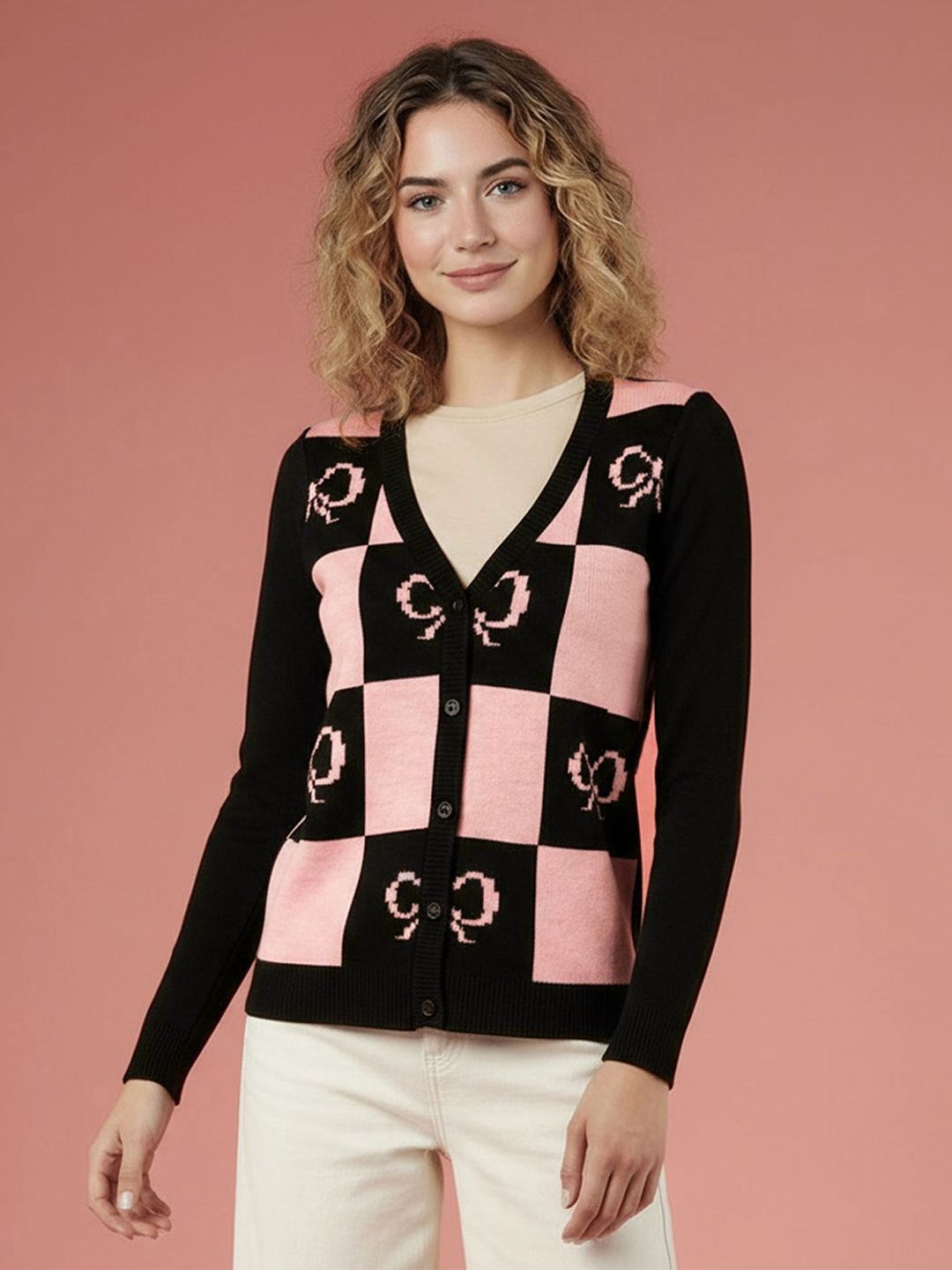 DressBerry Colourblocked V-Neck Cardigan-picture-54