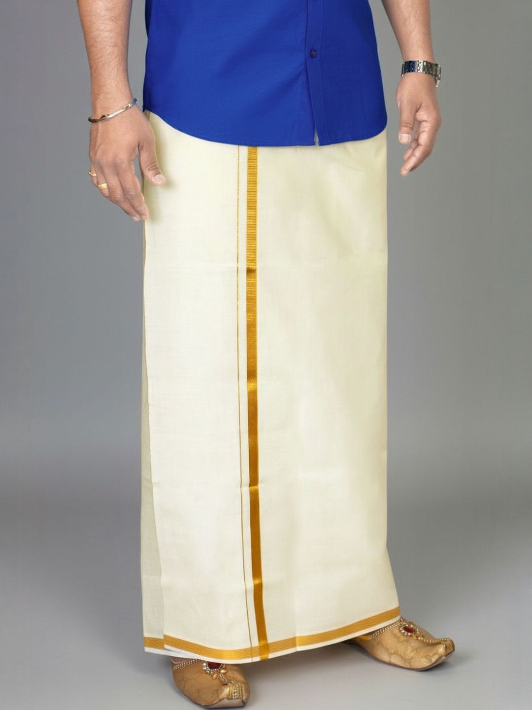 TUNI MANI Men Cream Cotton Dhotis-picture-57