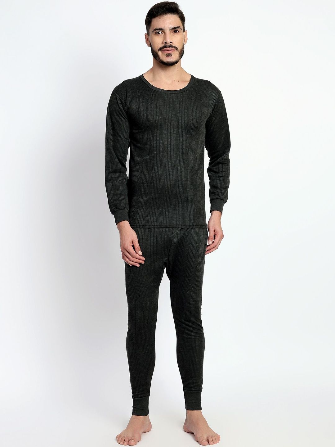 TrybeX Men Round Neck Striped Thermal Set-picture-38
