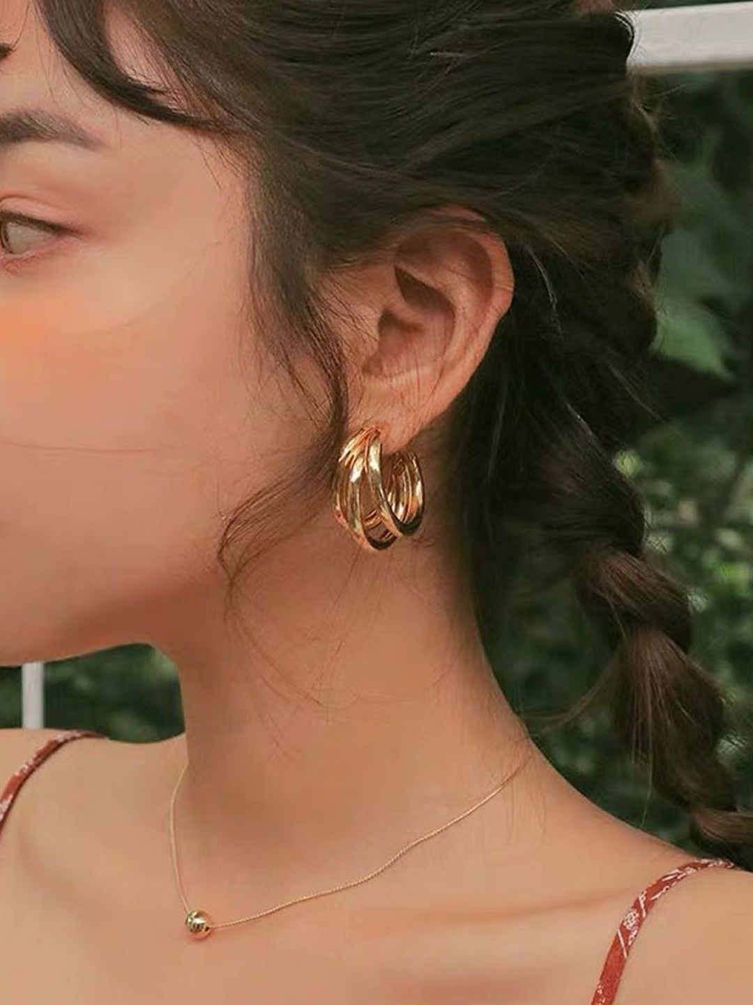 TheVineGirl Gold-Plated Circular Shaped Hoop Earrings-image-45