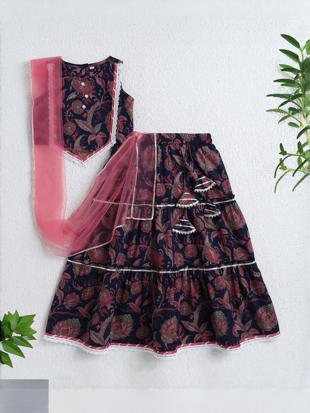 The Magic Wand Girls Printed Ready to Wear Lehenga & Blouse With Dupatta-picture-27
