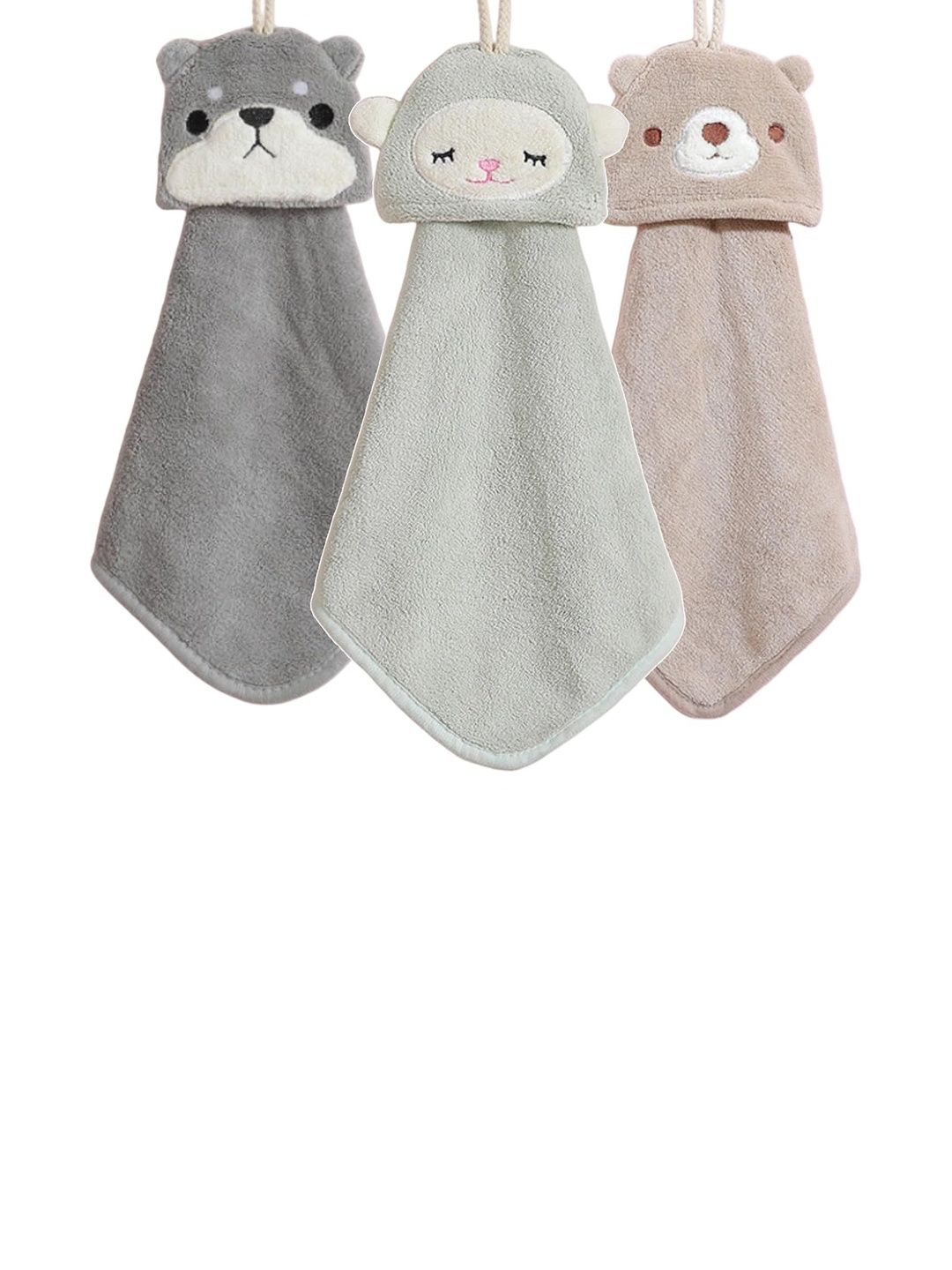 AUGEN 3-Pcs Grey & Brown Skin-Friendly Hand Towels-image-40