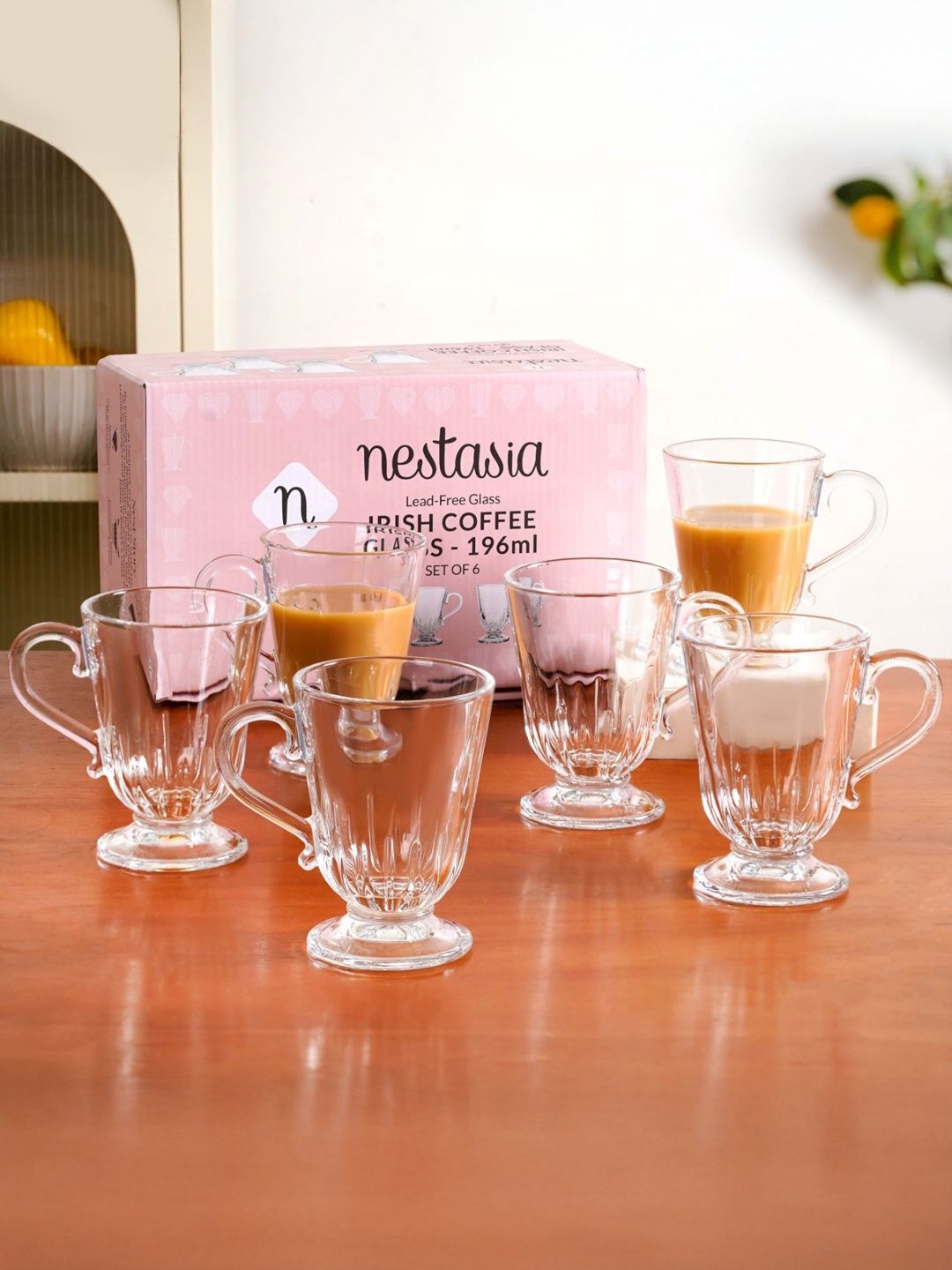 Nestasia Transparent Textured Glass Transparent Glass Set of Cups and Mugs-picture-14