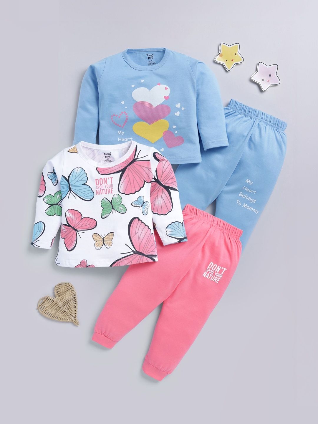 Toonyport Girls Pack Of 2 Printed Pure Cotton Top With Trousers Clothing Set-picture-28