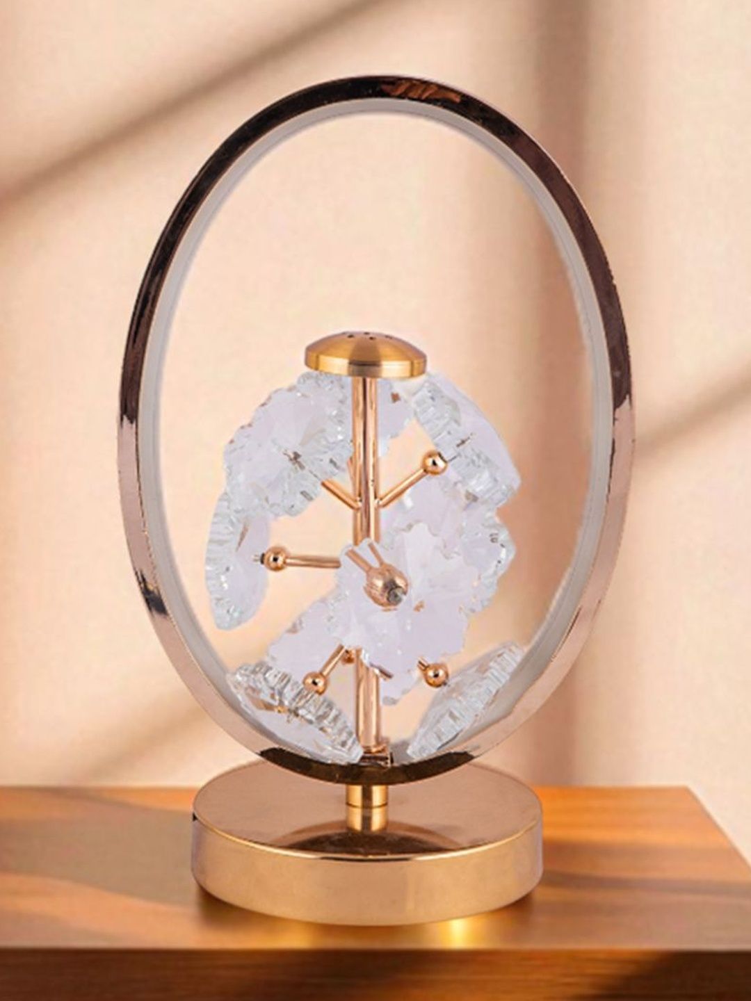 AARVI DECOR STUDIO Gold-Toned Textured Metal Quirky Abstract Shaped Table Lamp with Adjustable Cord-picture-11