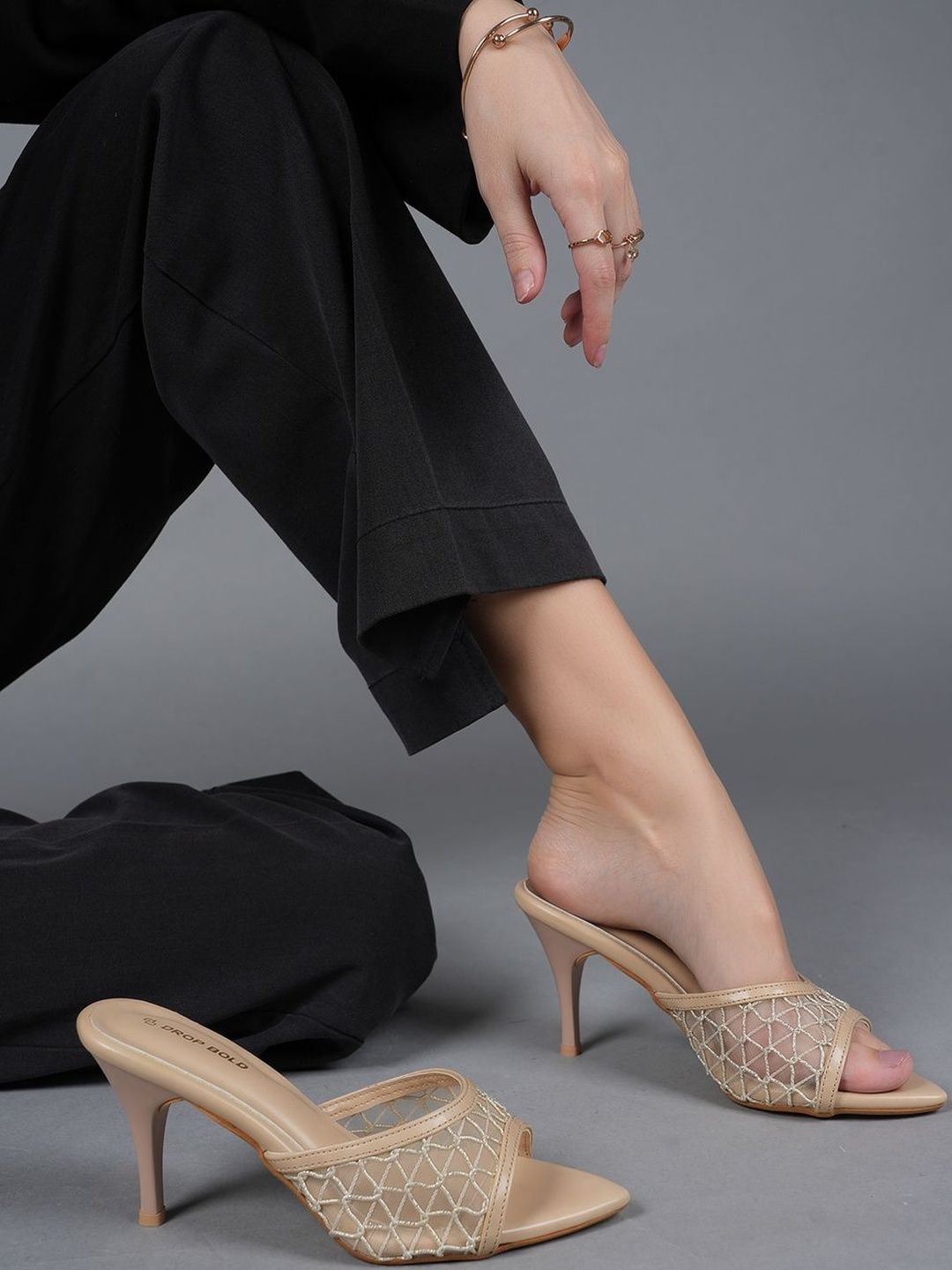 DROP BOLD Textured Slim Heeled Sandals-picture-39