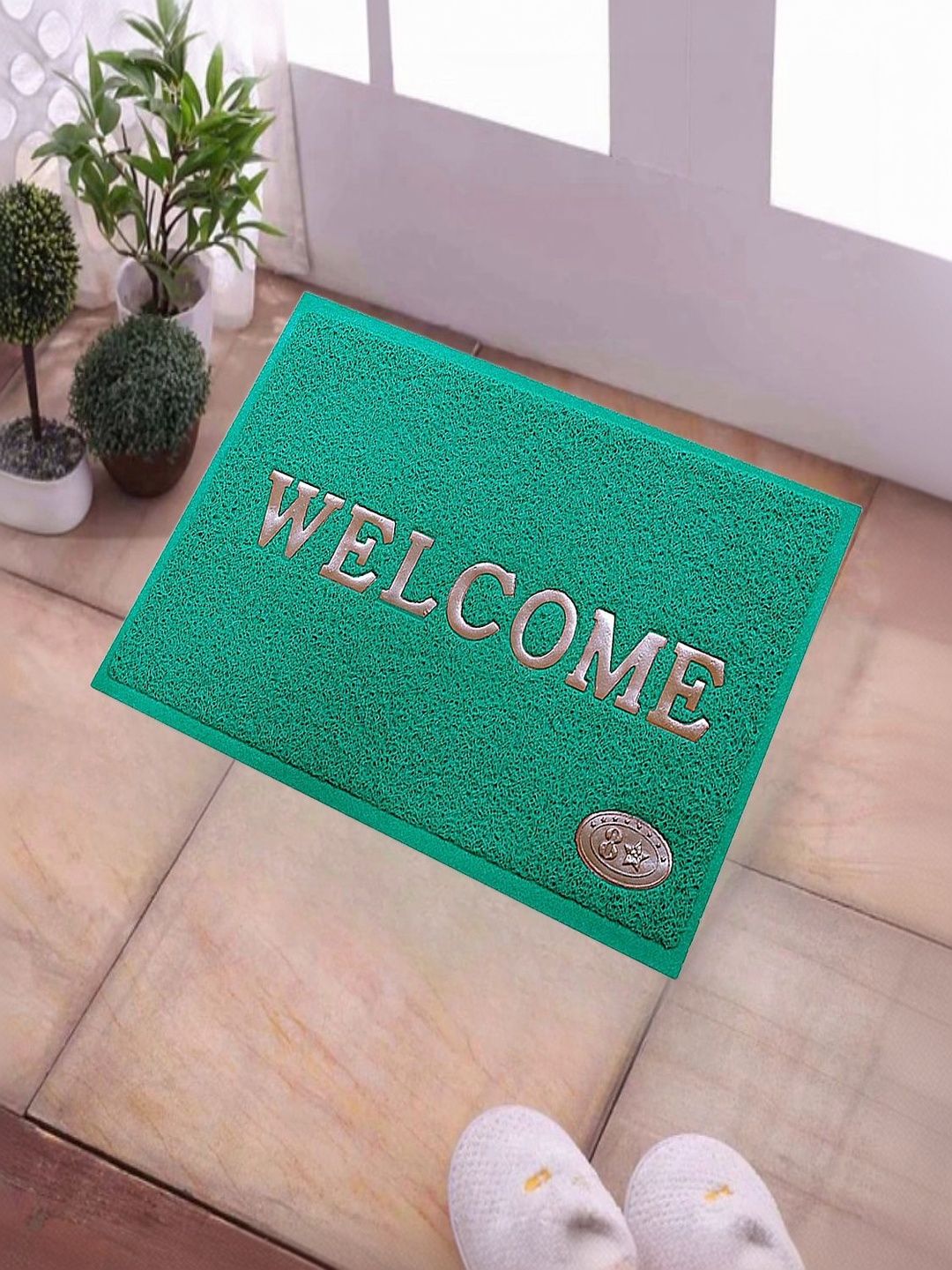 vstucart Green & Beige Textured Anti-Skid Welcome Doormat-image-28