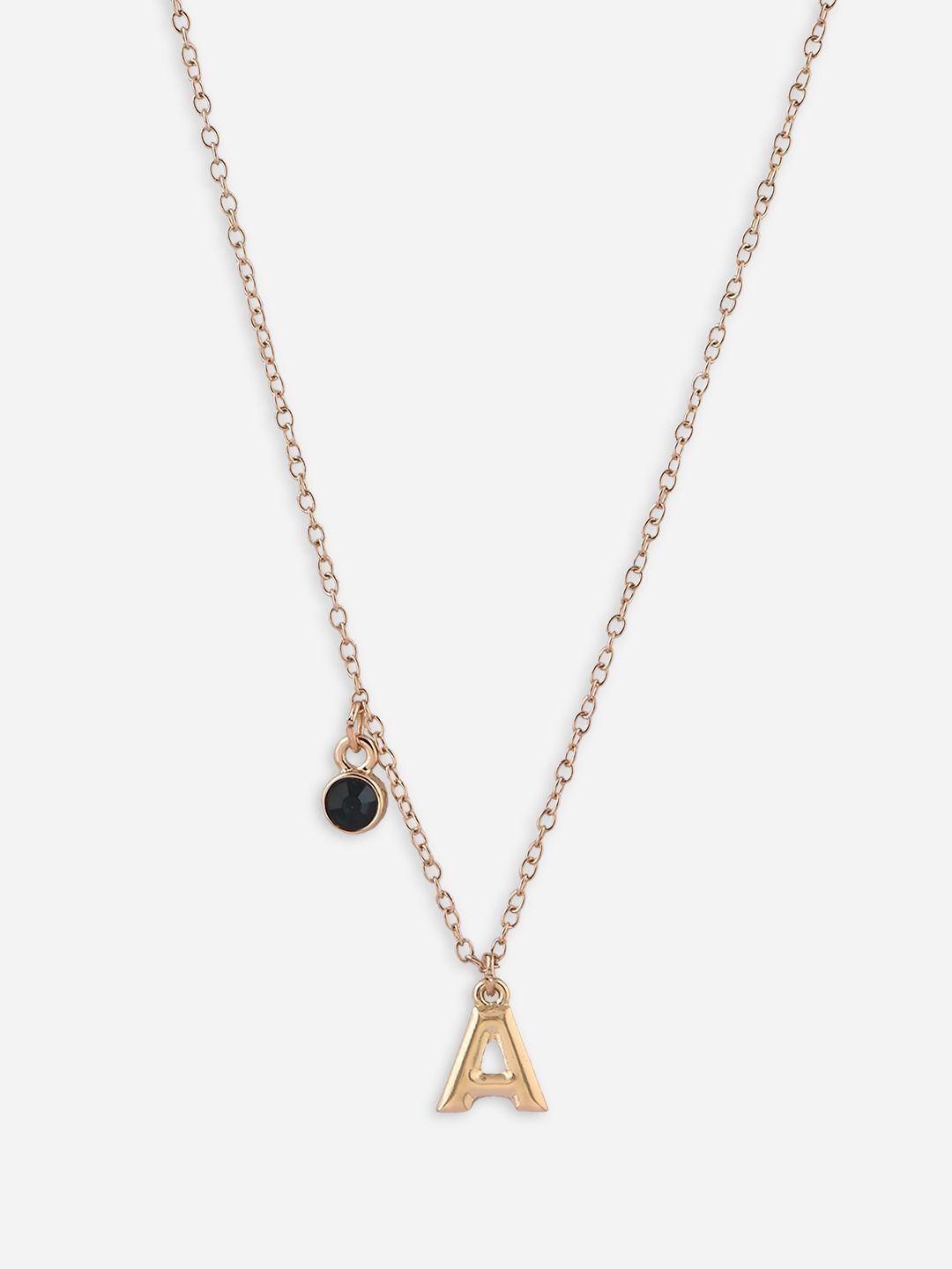 ToniQ Gold-Plated Rhinestone Studded A-Shaped Pendant With Chain-picture-27