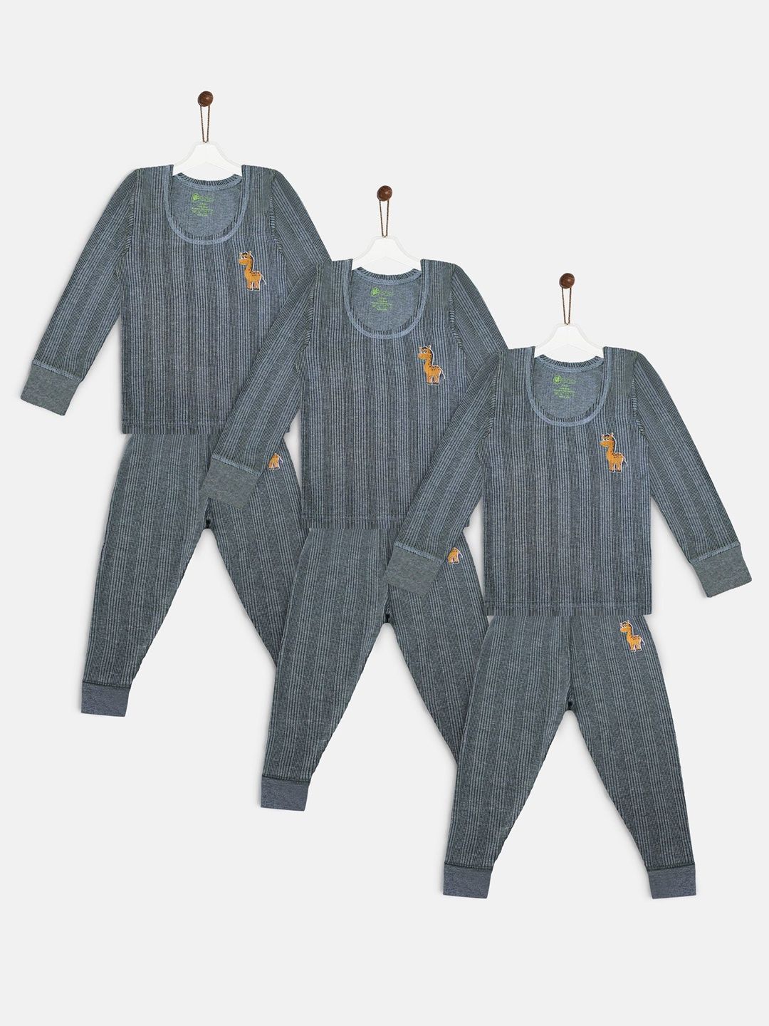 YK Basics Kids Pack Of 3 Striped Thermal Set-picture-30