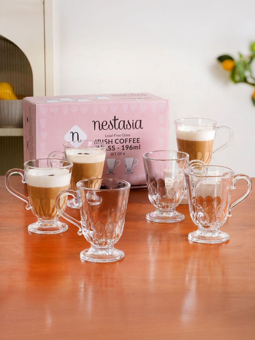 Nestasia Transparent Textured Glass Transparent Glass Set of Cups and Mugs-picture-15