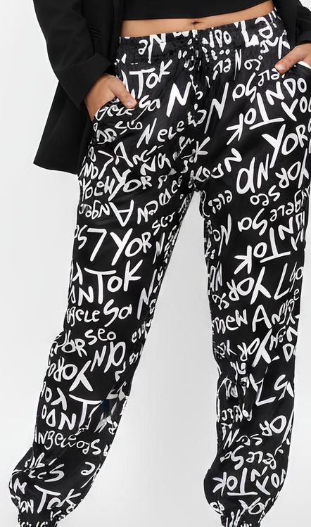 Buy MULTIWA Women Typography Printed High Rise Korean Pants - Trousers ...
