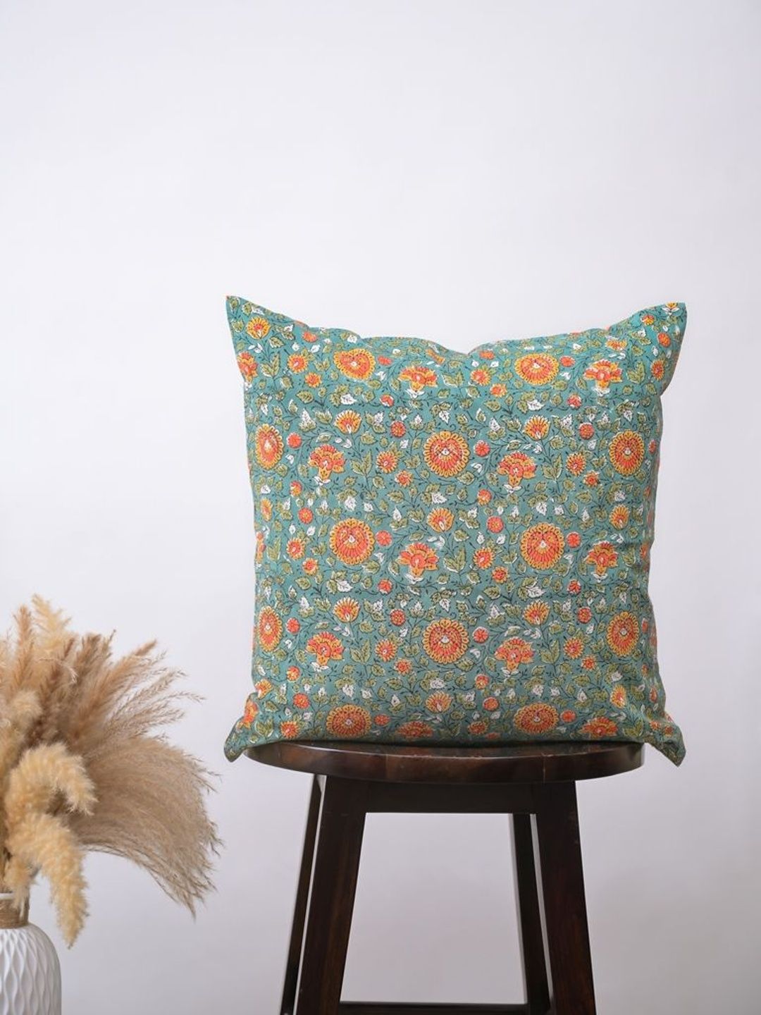 Jaipur Chintz Green Floral Printed Square Cushion Covers-picture-34