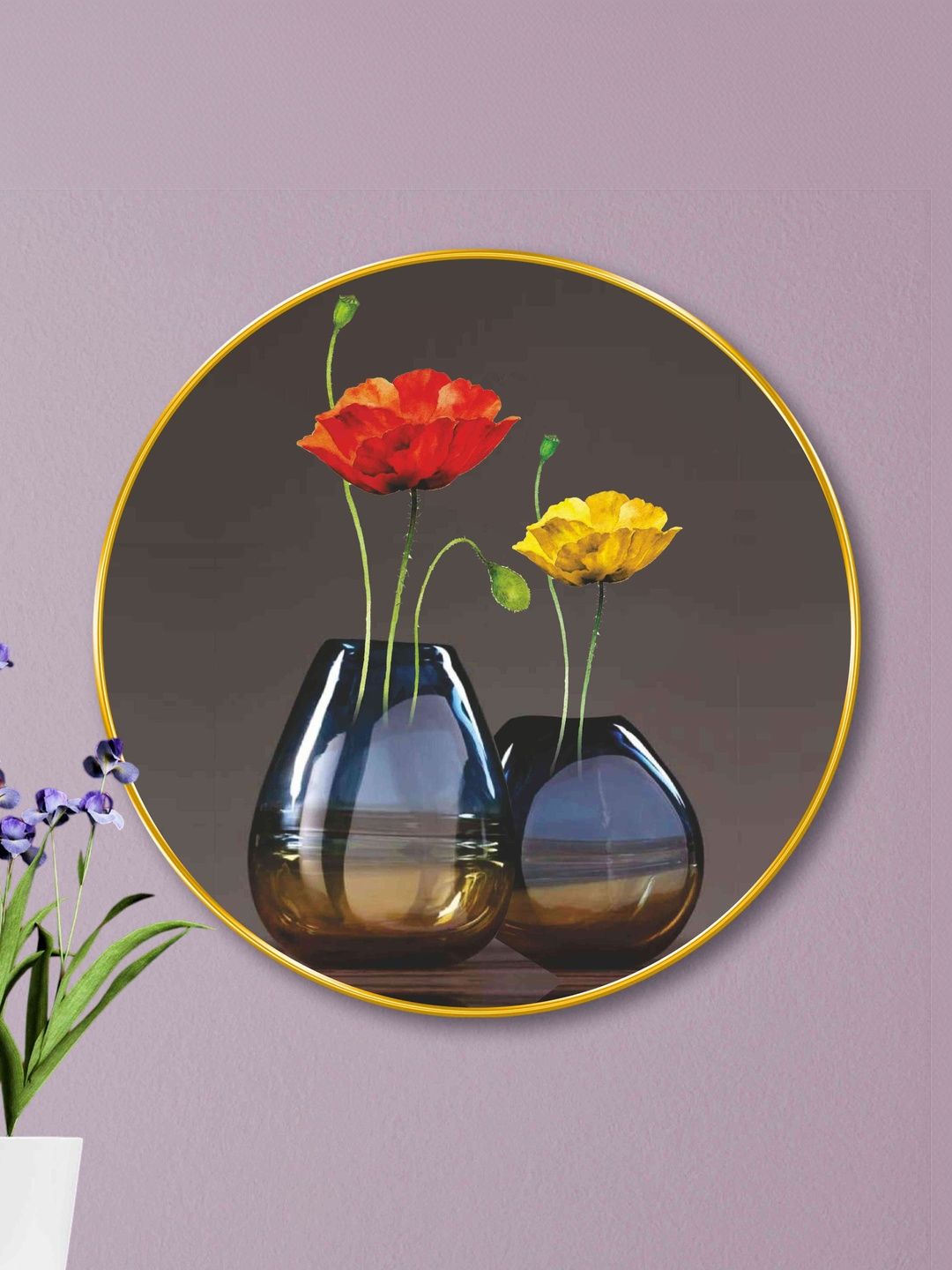 Livin'luxe Black & Gold-Toned Wall Hallway Round Portrait Painting Wall Art 20 " x 20 "-picture-27