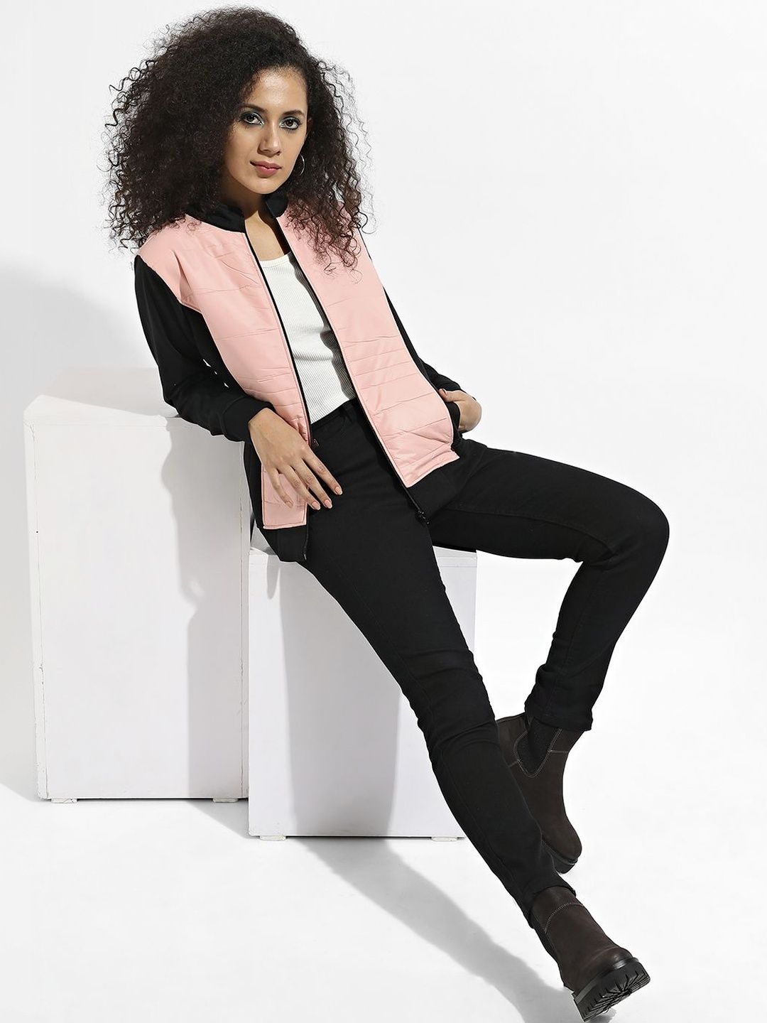 pinacolada Campus Sutra Women Colourblocked Lightweight Biker Jacket with Embroidered-picture-58