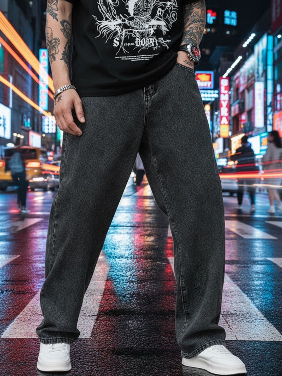 FALKRA Men Straight Fit Mid-Rise Light Fade Stretchable Jeans-image-40