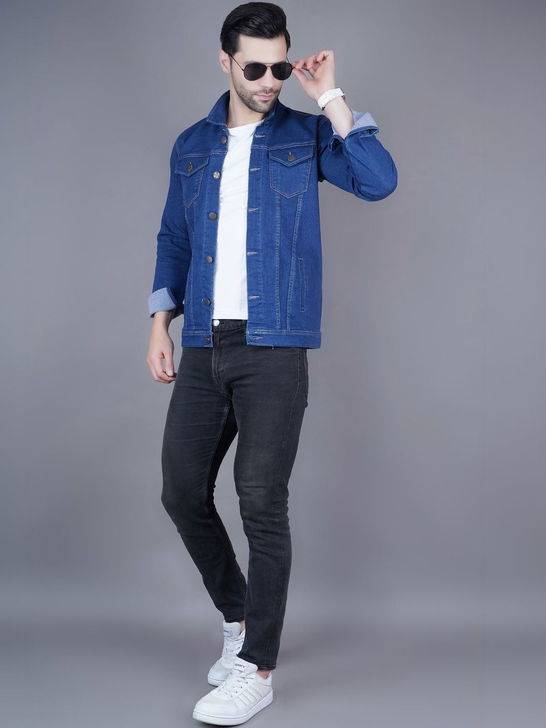 SZN Men Colourblocked Outdoor Denim Jacket with Patchwork-picture-16