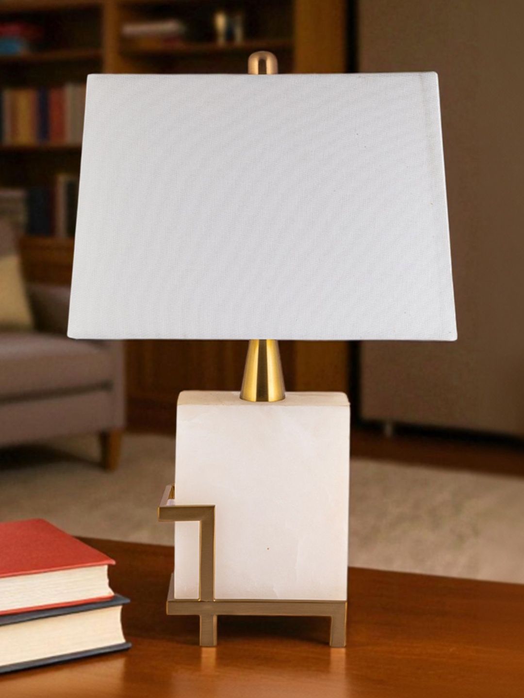 AARVI DECOR STUDIO White Aluminium Cylindrical Shaped Table Lamp with Adjustable Cord-picture-34