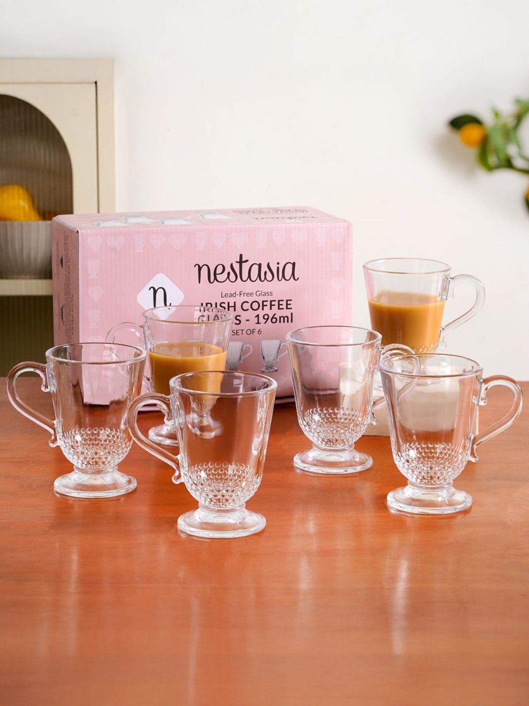 Nestasia Transparent Textured Glass Transparent Glass Set of Cups and Mugs-picture-40