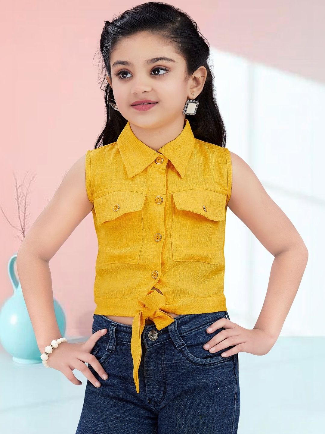 Lei-Chie Girls Sleeveless Shirt Style Top-picture-45