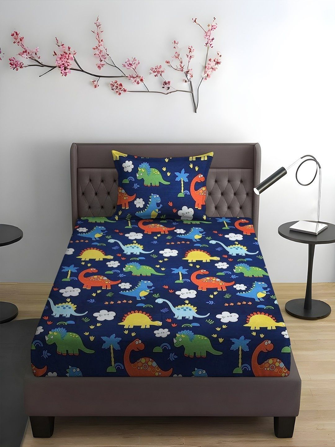 WEAVE AND DECOR Blue Printed Microfiber 300TC Single Bedsheet & 1 Pillow Cover 78x36Inch-image-13