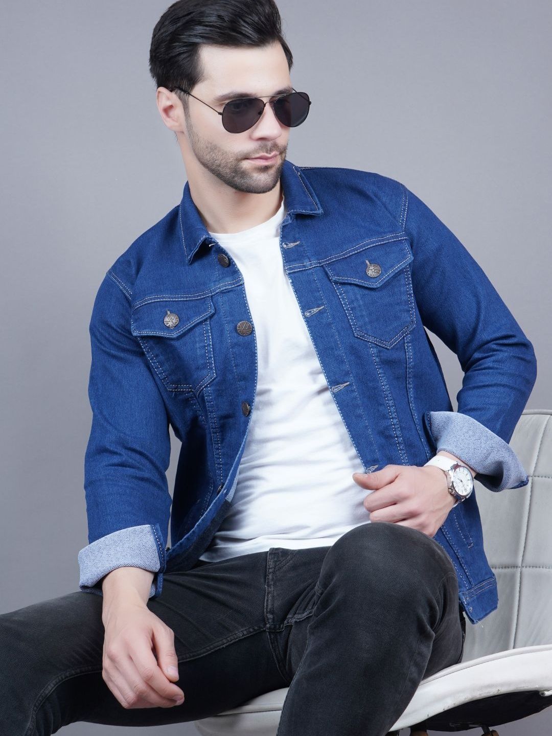 SZN Men Outdoor Denim Jacket with Patchwork-picture-29