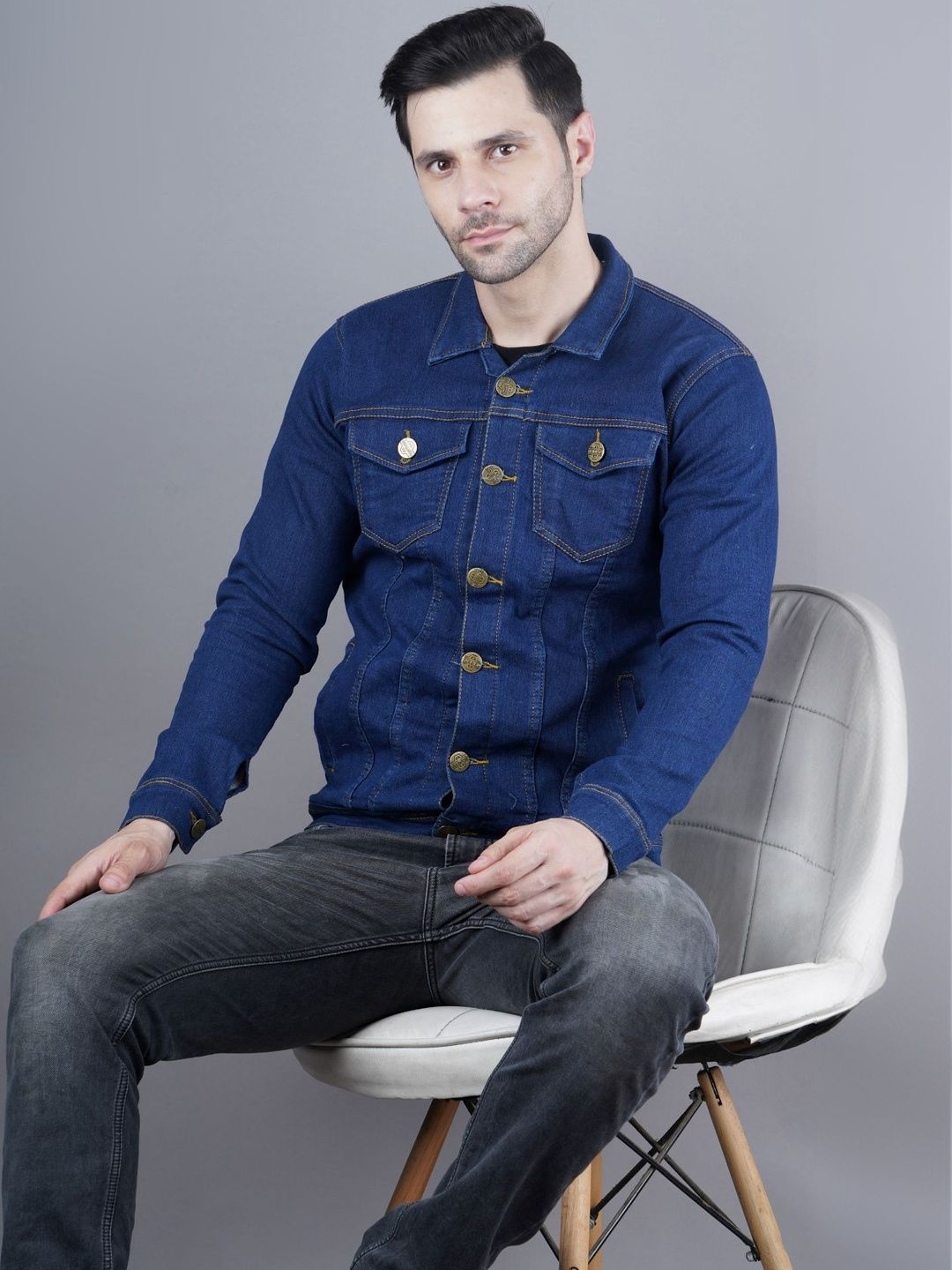 SZN Men Checked Outdoor Denim Jacket-picture-31