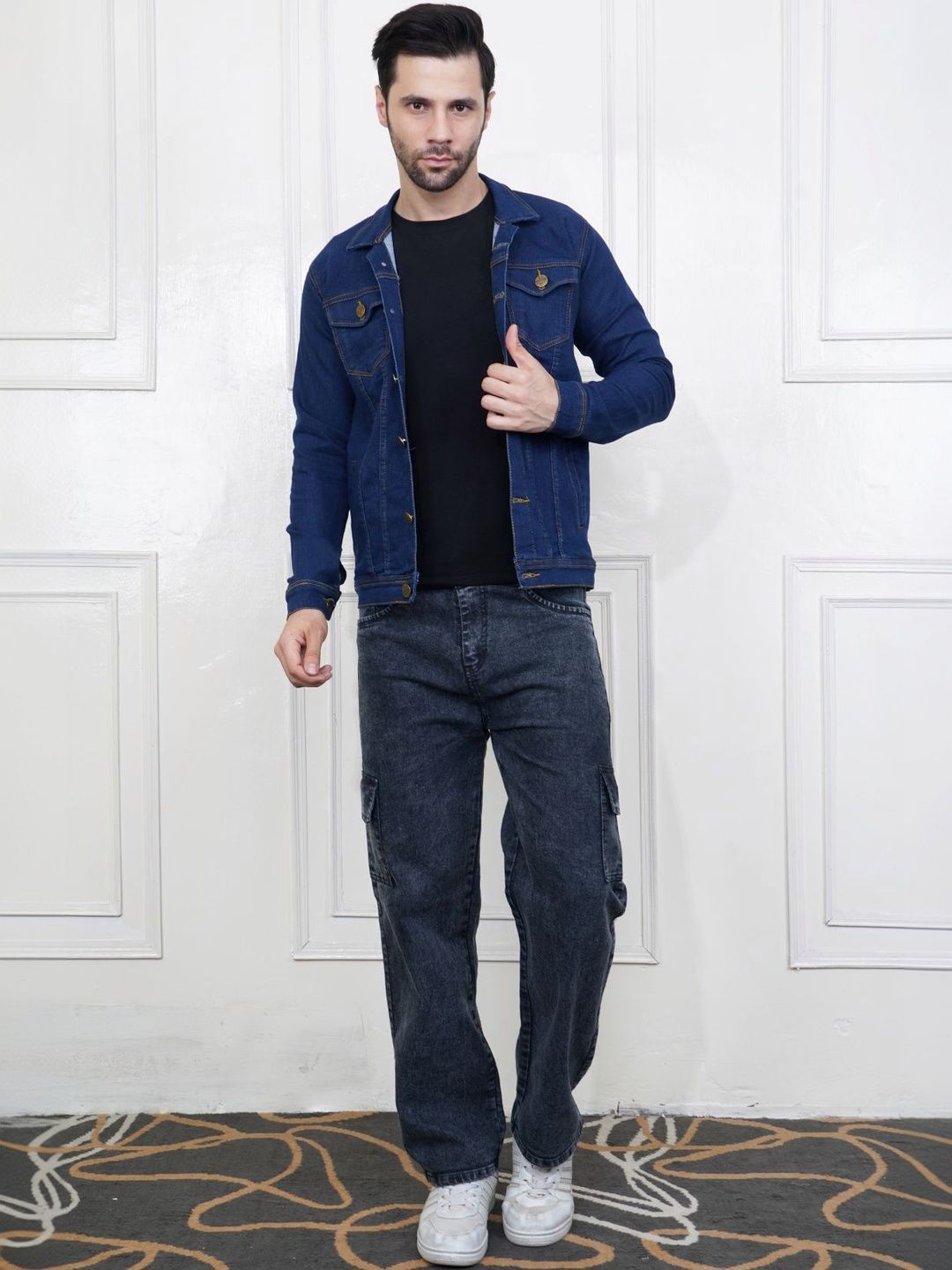 SZN Men Outdoor Denim Jacket with Patchwork-picture-46