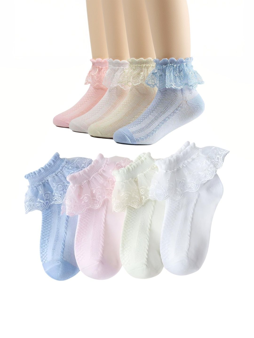 MOMISY Kids Pack Of 4 Cotton Ankle-Length Socks-image-12