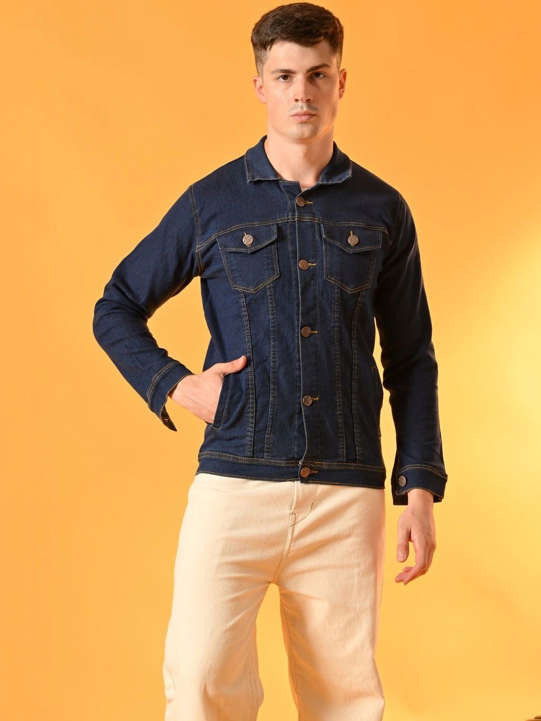 SZN Men Outdoor Denim Jacket with Patchwork-picture-39