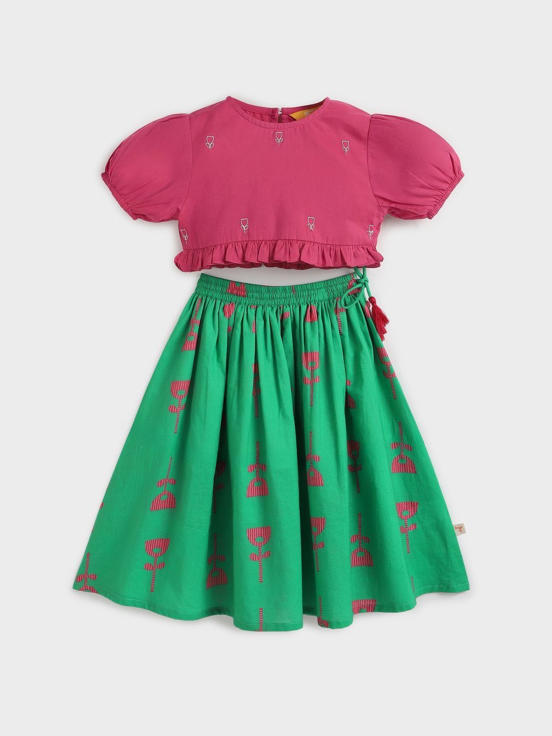 Somersault Infants Girls Embroidered Thread Work Ready To Wear Lehenga & CHoli-image-7