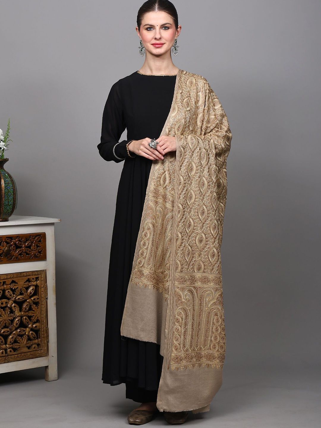 Exotic India Women Floral Embroidered Shawl-image-46
