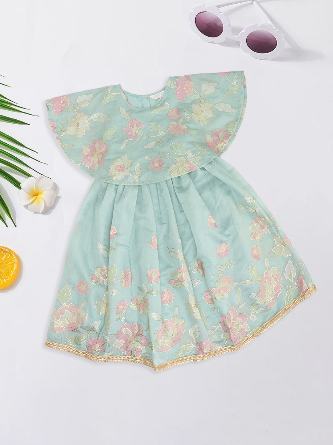 AKKRITI BY PANTALOONS Floral Embroidered Flared Sleeve Fit & Flare Dress-picture-22