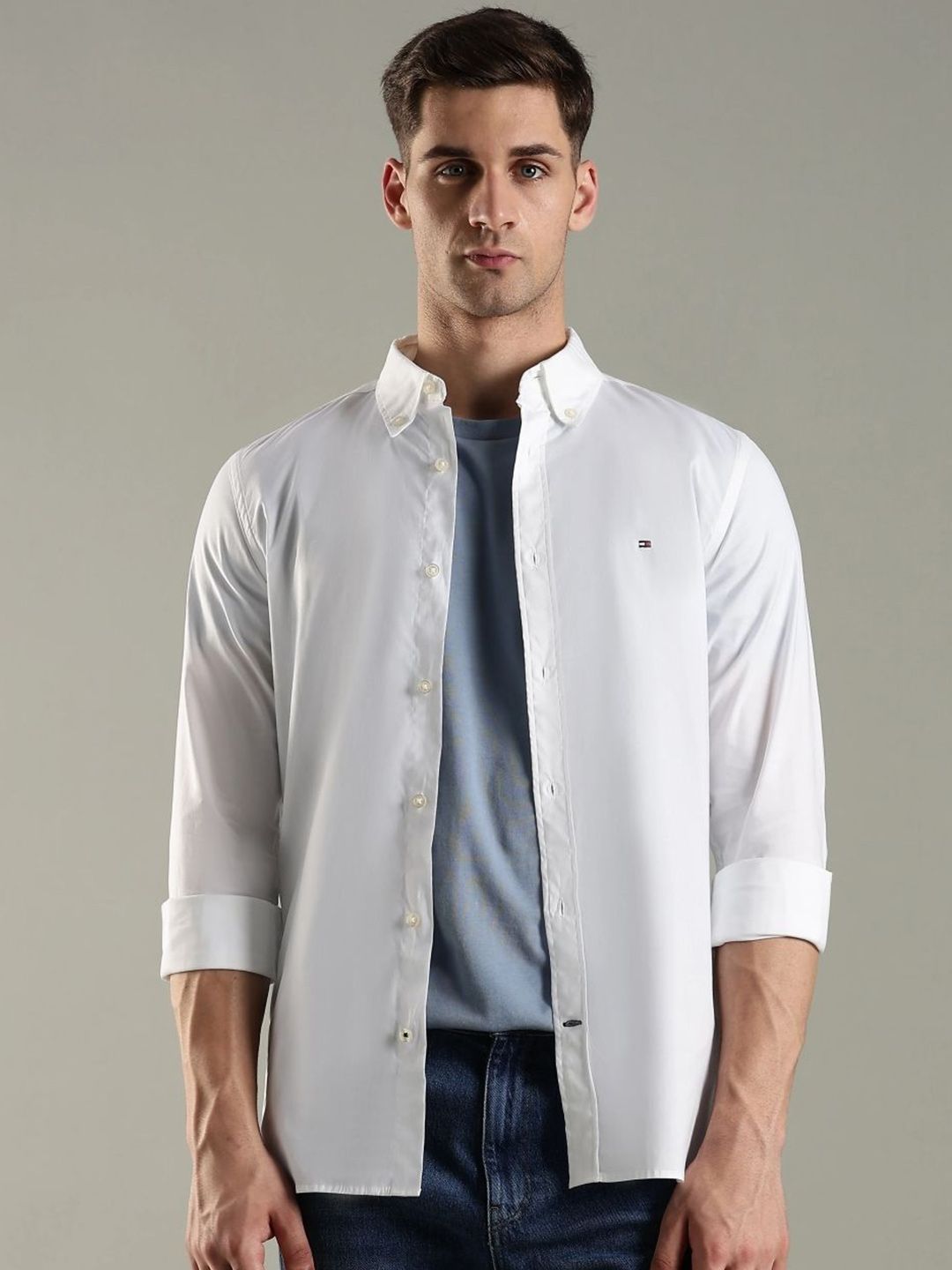 Tommy Hilfiger Spread Collar Button-Down Collar Pure Cotton Slim Fit Casual Shirt-image-29