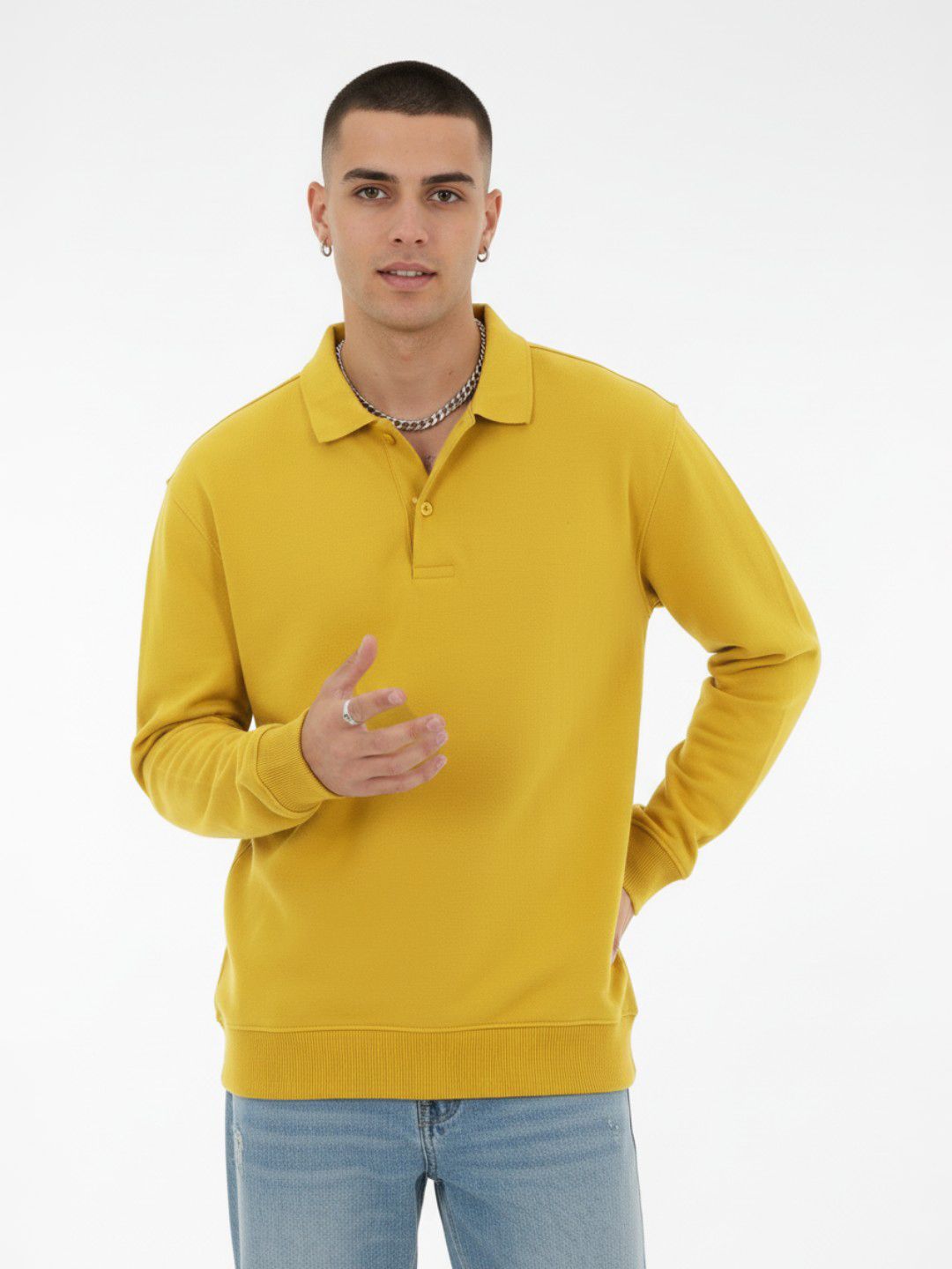 glitchez Shirt Collar Sweatshirt with Inner Fleece-picture-17