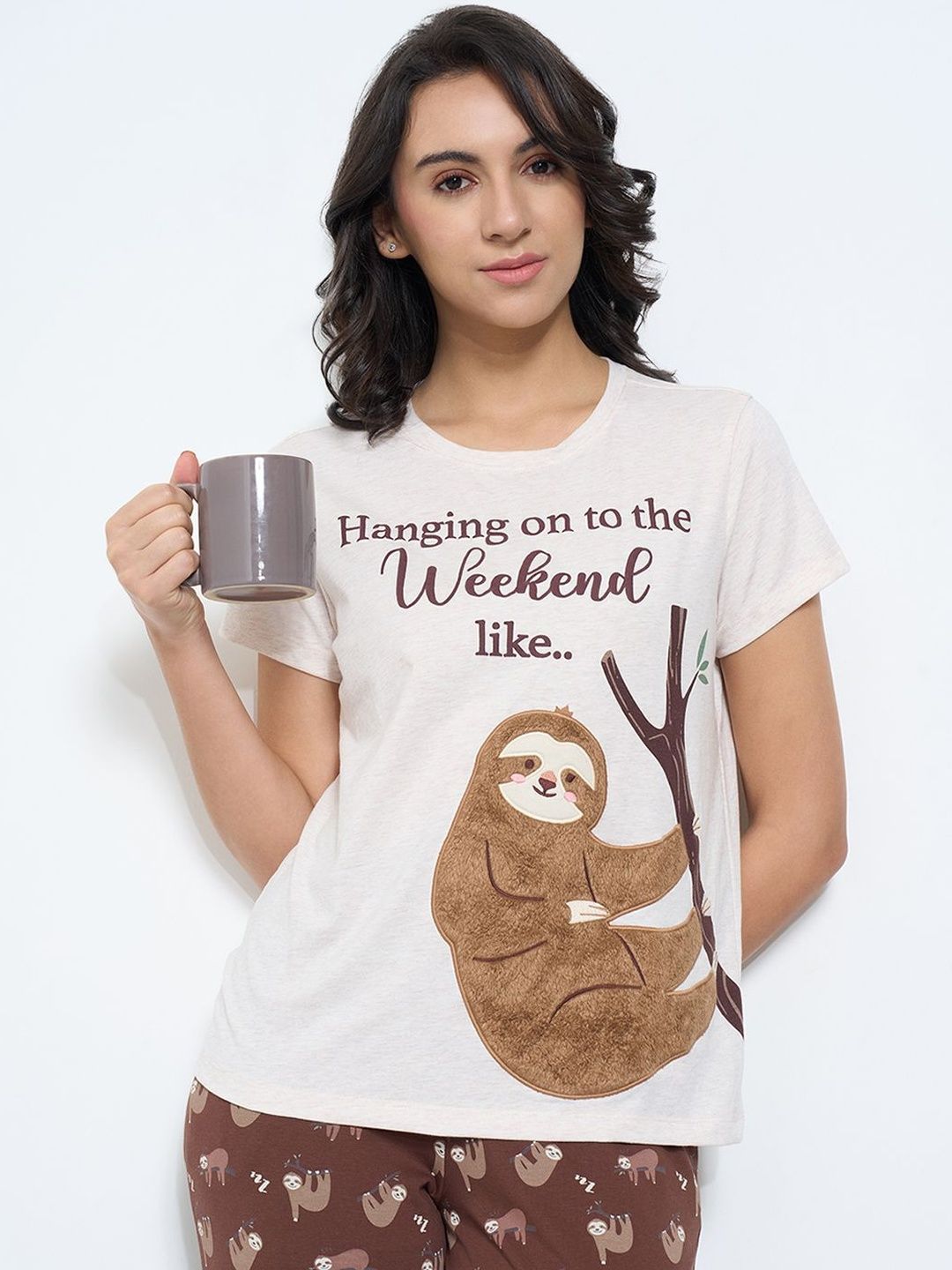 Dreamz by Pantaloons Graphic Printed Pure Cotton Lounge T-shirt-picture-40