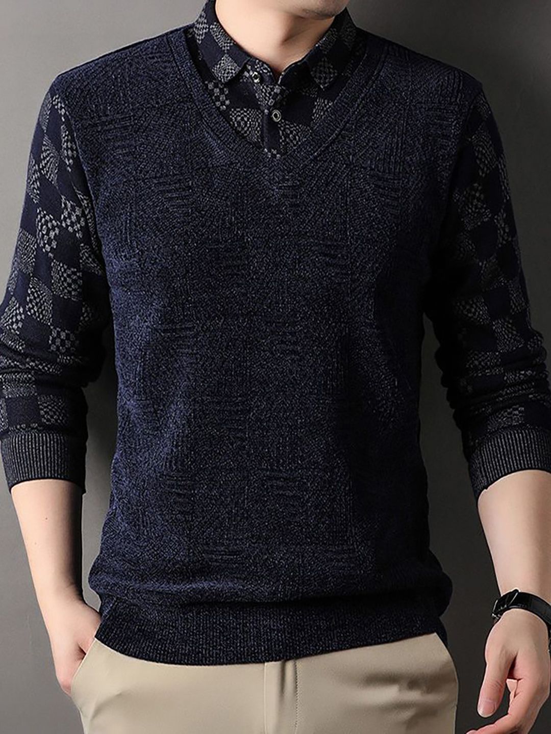 StyleCast x Revolte Self Design Long Sleeves Pullover Sweater-picture-12