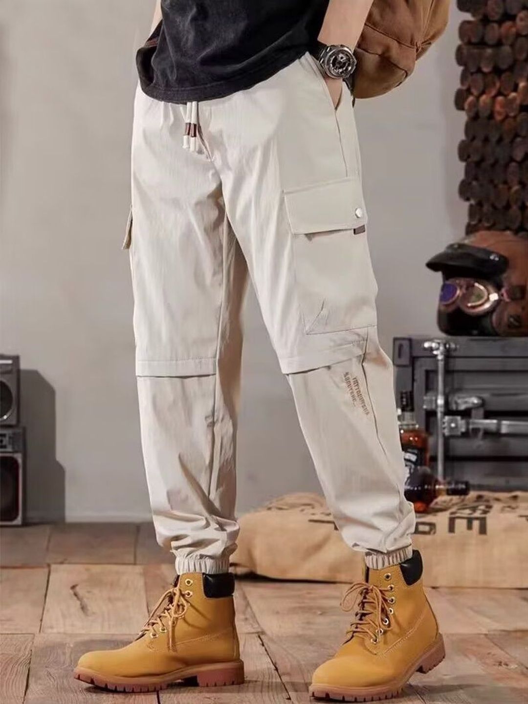 StyleCast x Revolte Men Easy Wash Pleated Cargos Trousers-image-17