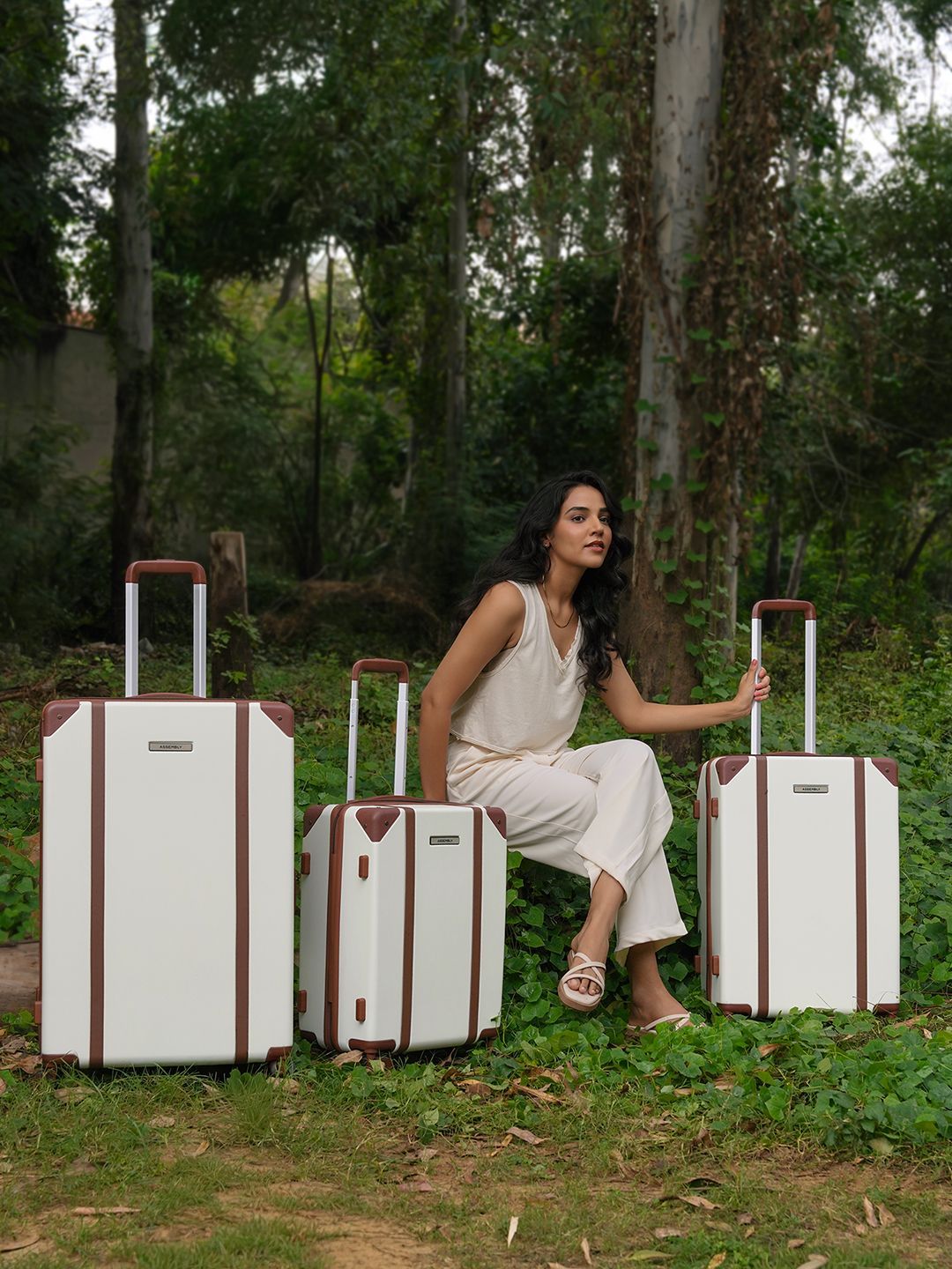 Assembly Set Of 3 Vintage Hard Luggage Trolley Bag- 108L-image-16