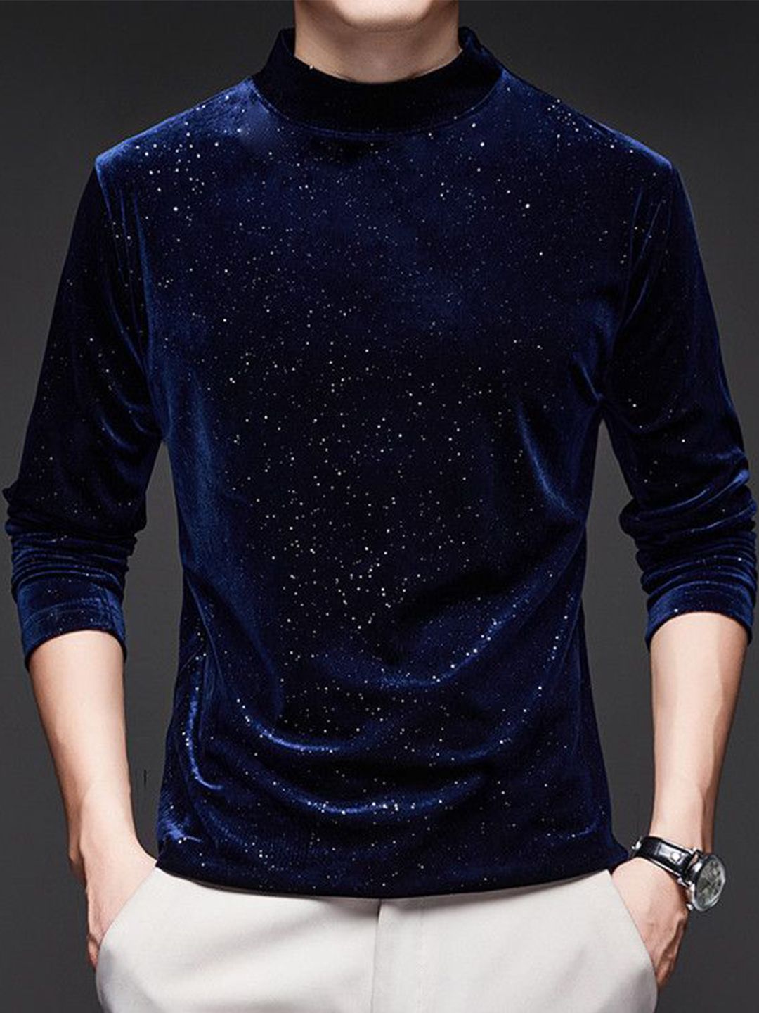 StyleCast x Revolte Mock Collar Embellished Sweatshirt