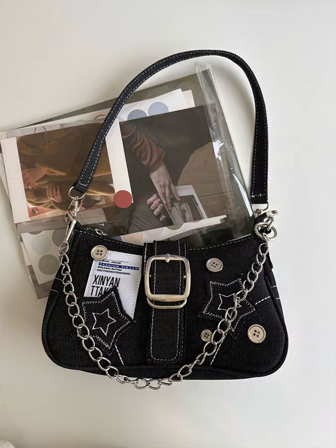 ITALISH Structured Embroidered Hobo Bag With Detachable Sling Strap-picture-51