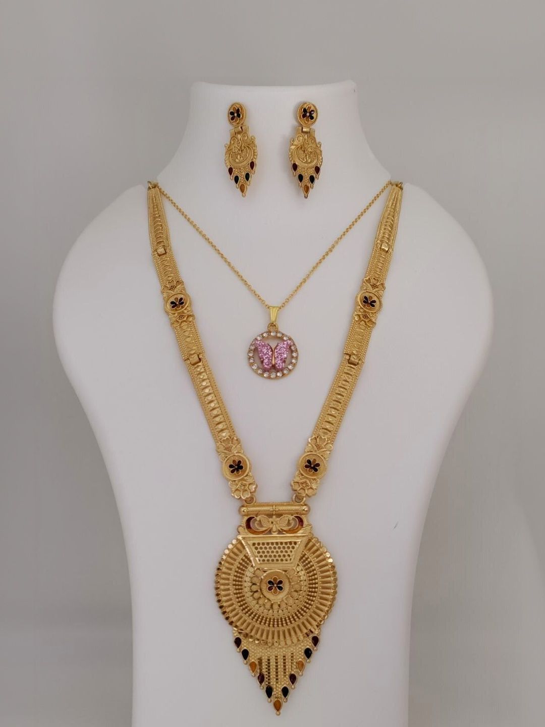 V.K.PAYAL.JEWELLERY Gold-Plated Artificial Stones Studded & Beaded Jewellery Set-picture-15