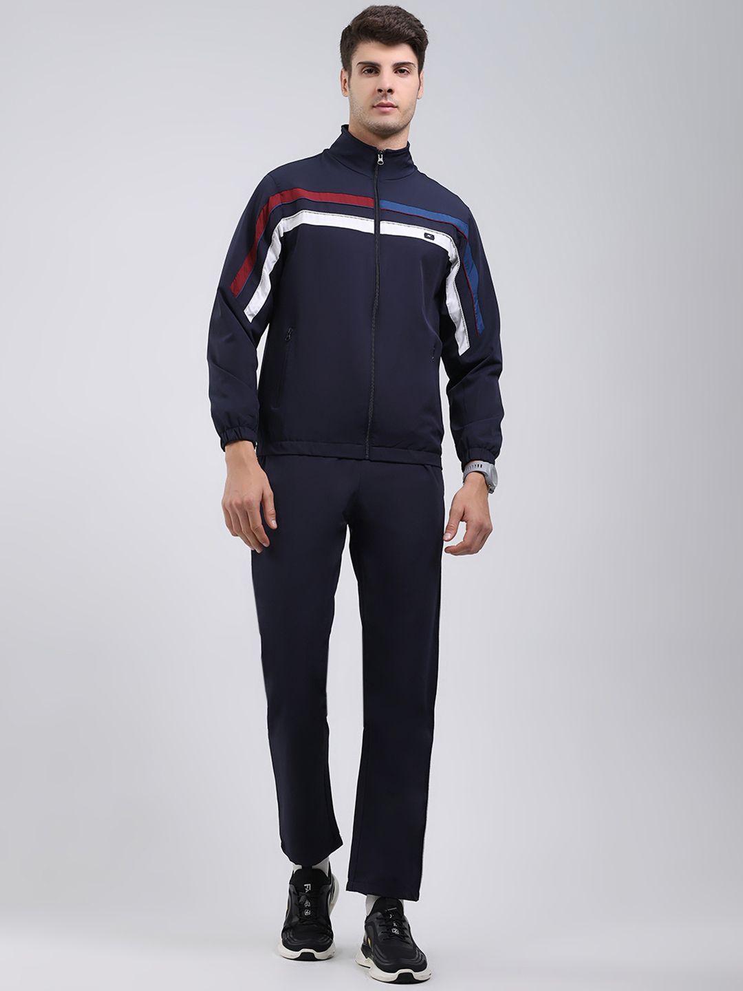 Monte Carlo Striped Detail Mock Collar Jacket with Track Pants-image-44