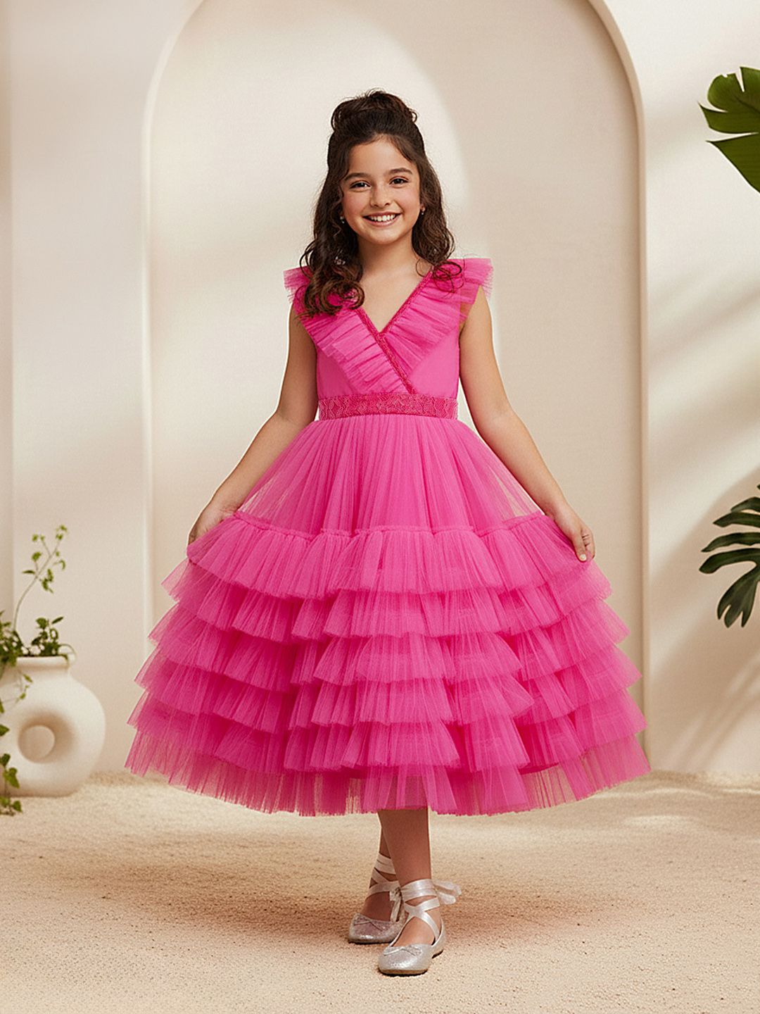 YK Girls Layered Fit & Flare Dress-picture-33