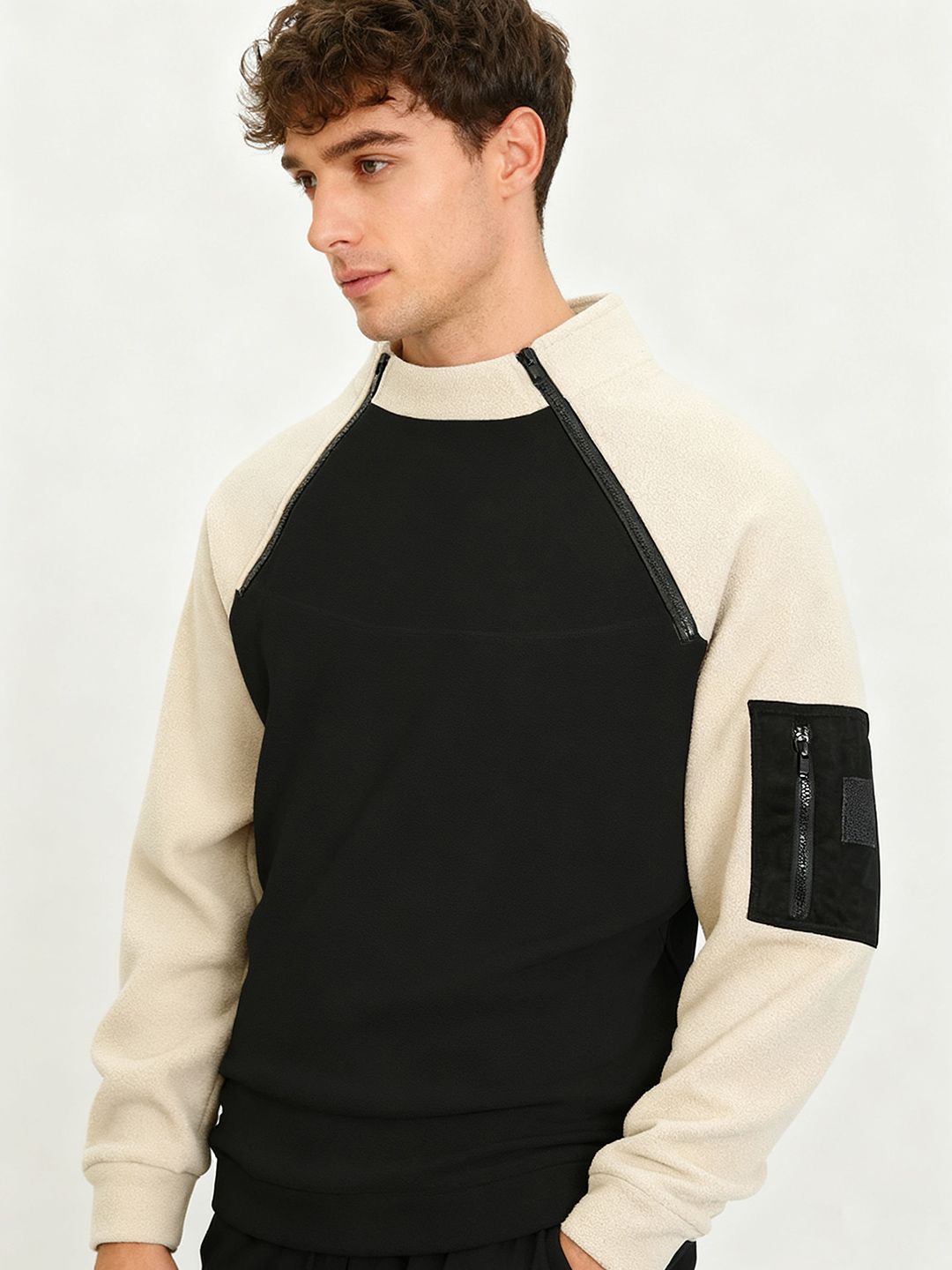 StyleCast x Revolte Colourblocked Long Sleeves High Neck Pullover Sweatshirt-picture-33