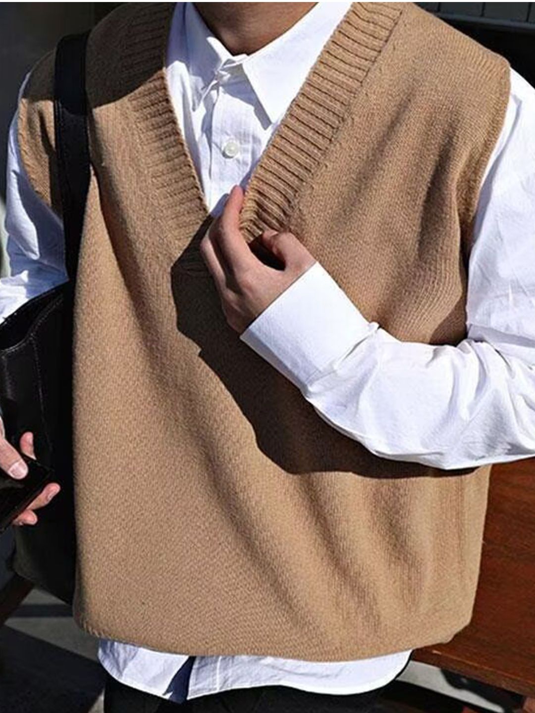 StyleCast x Revolte V-Neck Sleeveless Acrylic Sweater Vest-picture-14