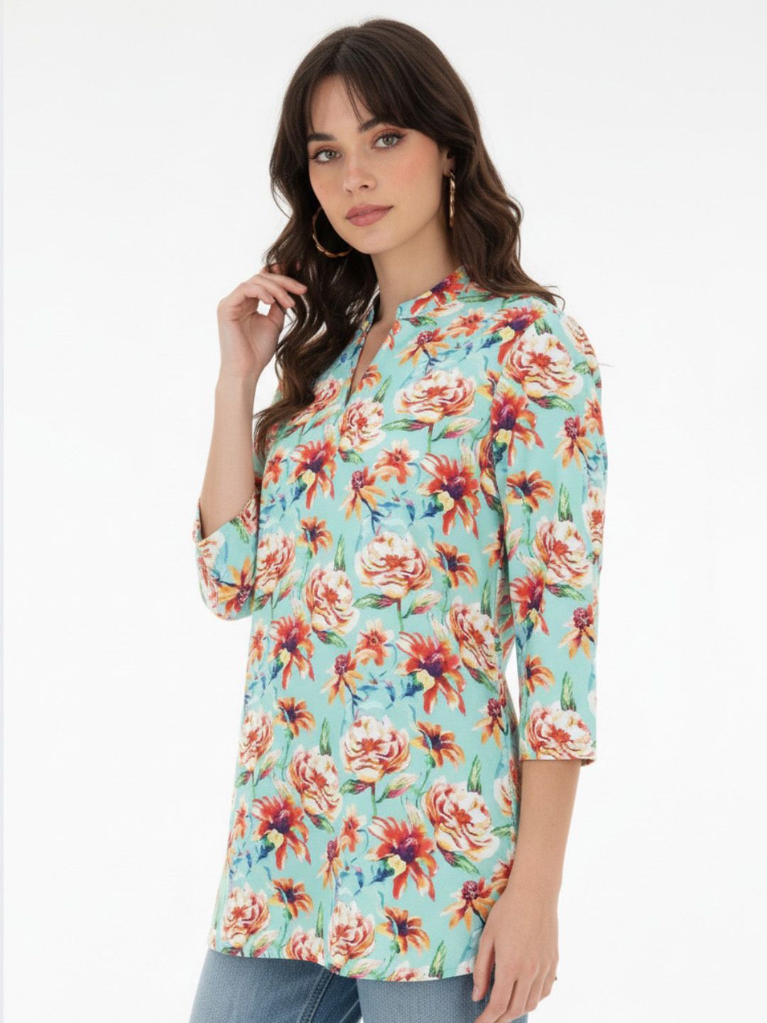 Anouk Rustic Floral Printed Mandarin Collar Straight Kurti-picture-29