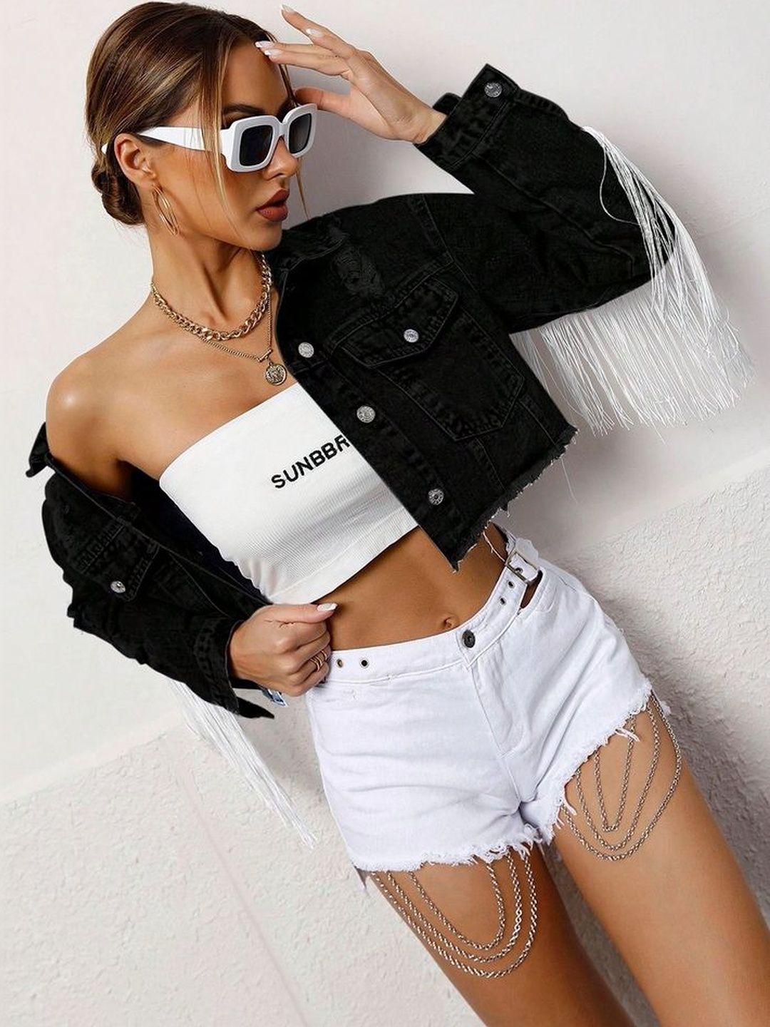 LULU & SKY Women Knitted and Woven Jacket-image-26