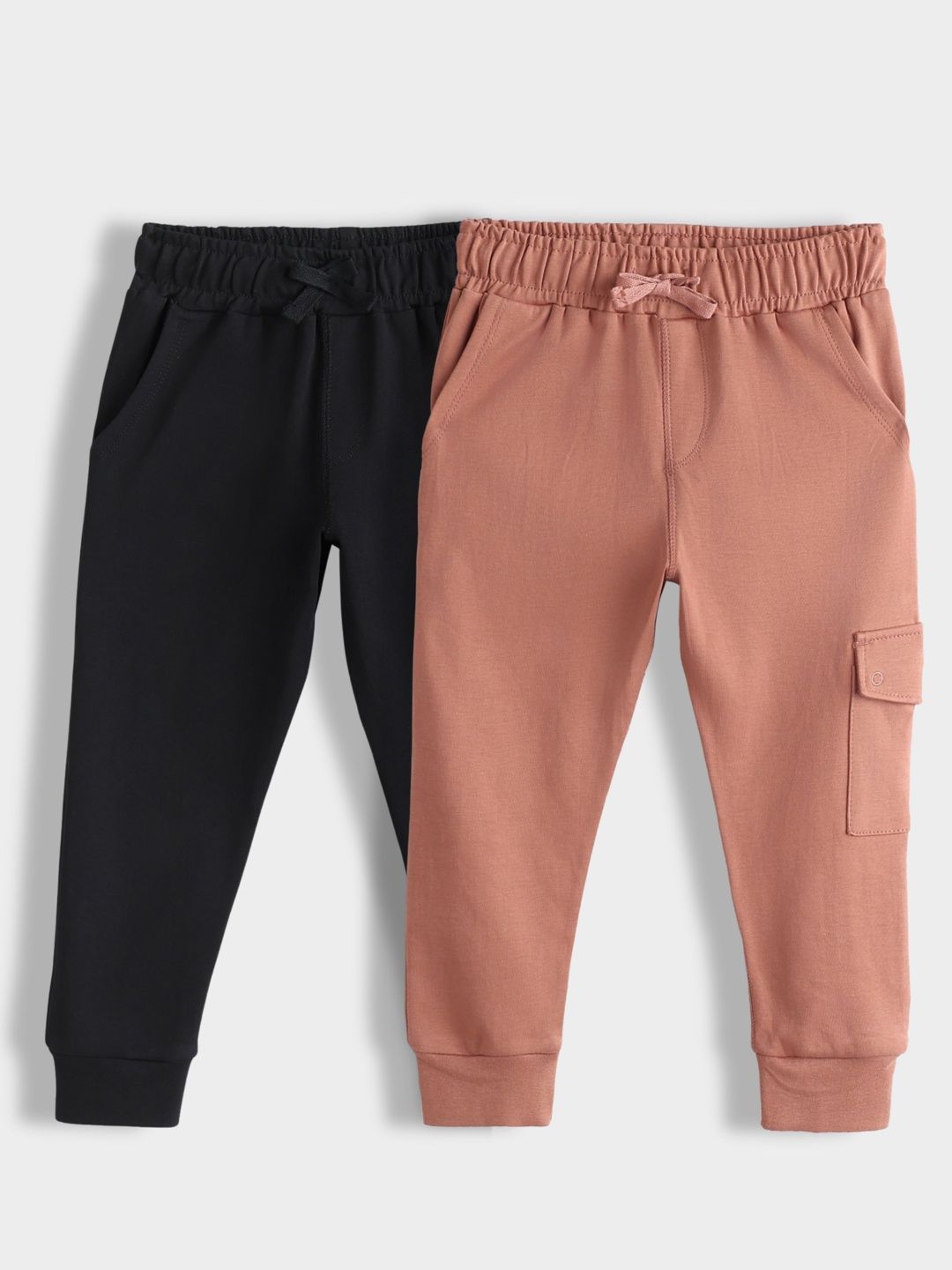 Orange Sugar Infants Pack Of 2 Pure Cotton Mid-Rise Cargo-Joggers-picture-15