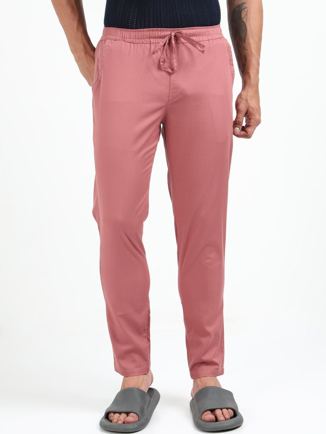 U.S. PITCHERS Men Slim Fit Mid Rise Cotton Lounge Pants-picture-19